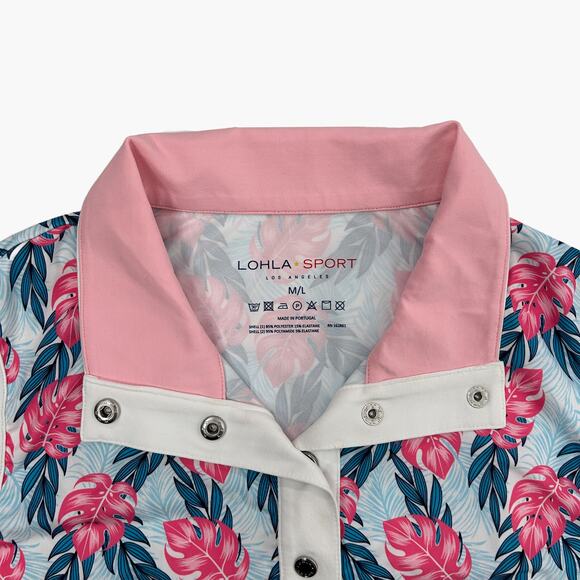 NWT LOHLA SPORT "The Sunny Palm" Sleeveless Polo Sport Top (Peony | Size M/L) - Picture 4 of 8